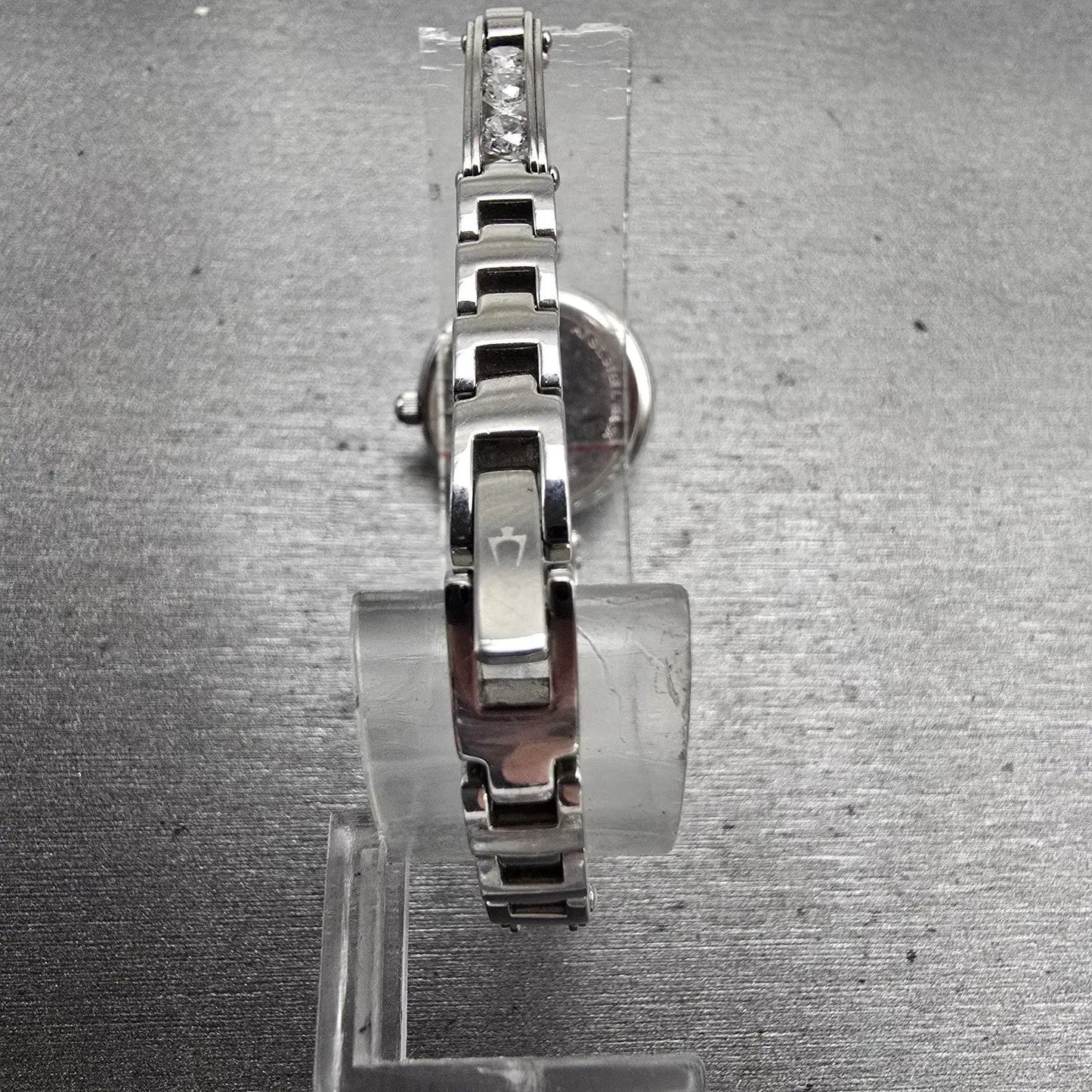 Bulova Watch Women 20mm MOP Dial Silver Tone Gemmed Round 96T71 New Battery7