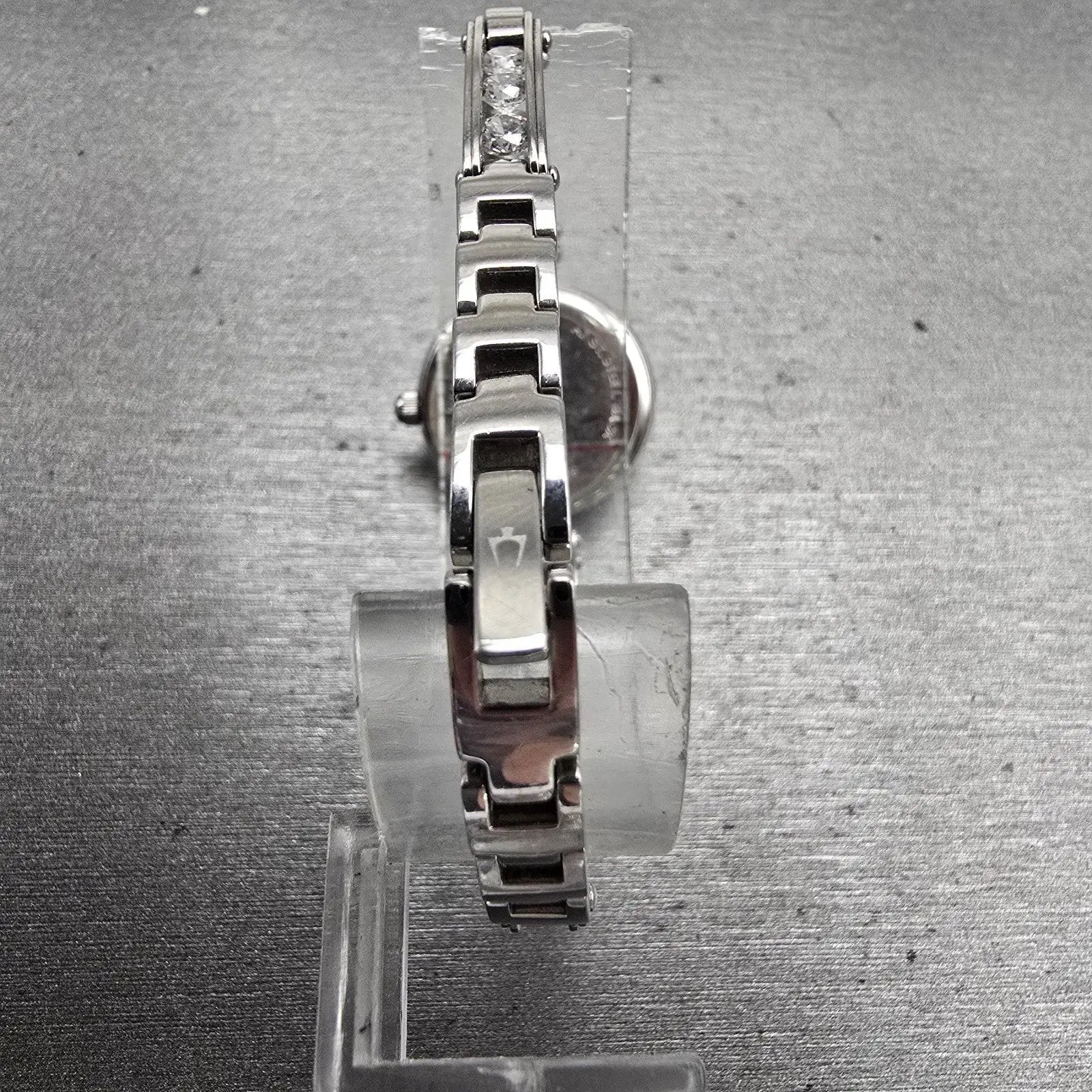 Bulova Watch Women 20mm MOP Dial Silver Tone Gemmed Round 96T71 New Battery7