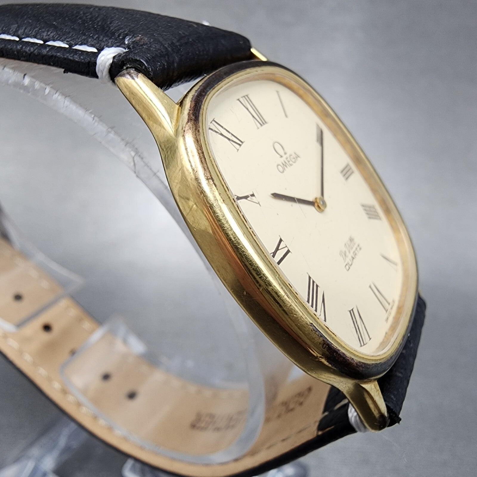Omega De Ville Tank Watch Men 30mm Cream Dial Gold Plated 191.0132 New Batttery3