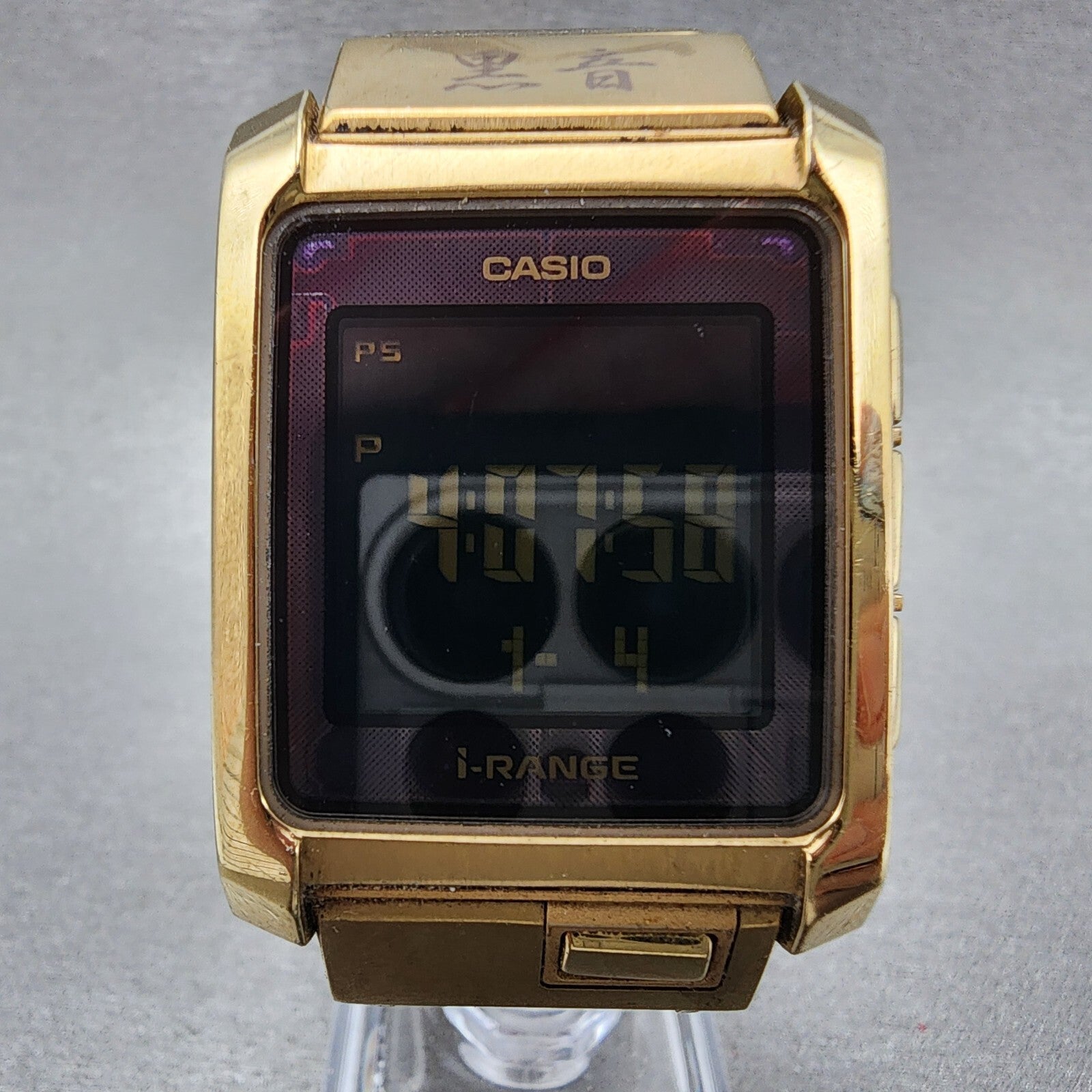 Casio IRW101 I Range Black Mic Watch Men 33mm Digital Gold Tone Rectangle Runs1