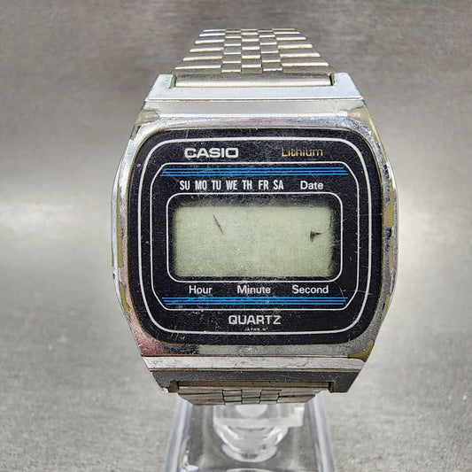 VTG Casio 155B815 Watch Men 34mm Digital Silver Tone Octagon PARTS0
