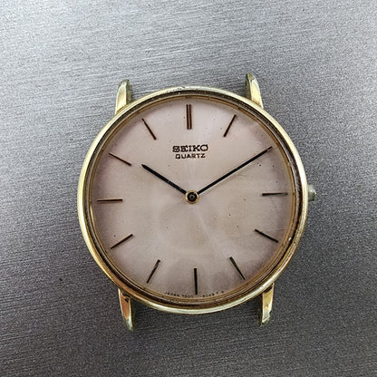 Seiko Watch Men 32mm Cream Dial Gold Tone Round 7800-8019 NO BAND New Battery