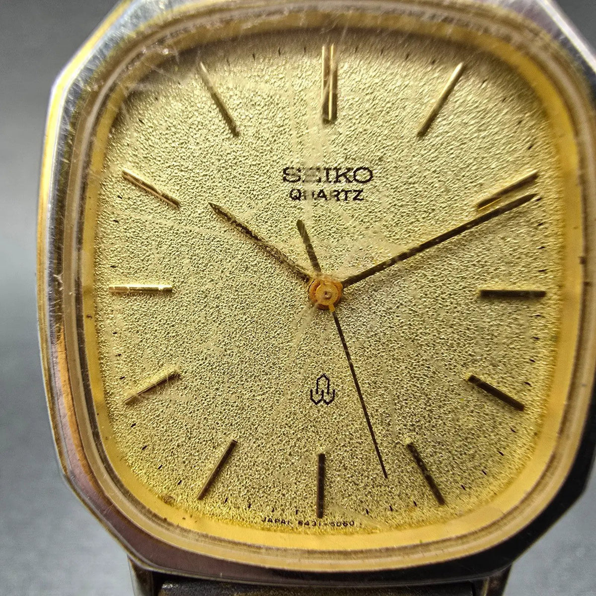 Seiko Tank Watch Men 30mm Champagne Dial Gold Tone Octagon 6431-5030 PARTS2
