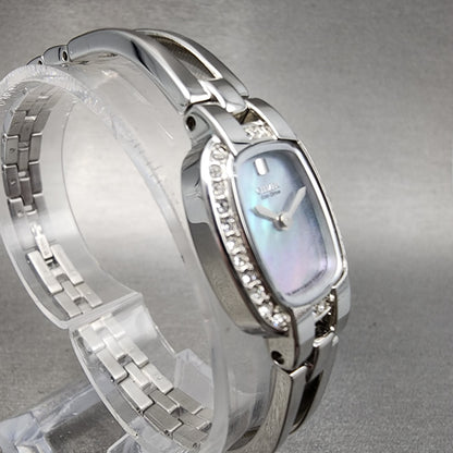 Citizen EcoDrive Watch Women 17mm MOP Dial Steel Rectangle Crystal Works4