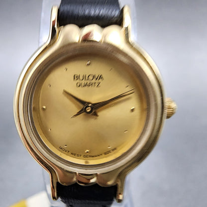 Bulova Watch Watch Women 20mm Gold dial Gold Tone Round New Batt NOS 92E963