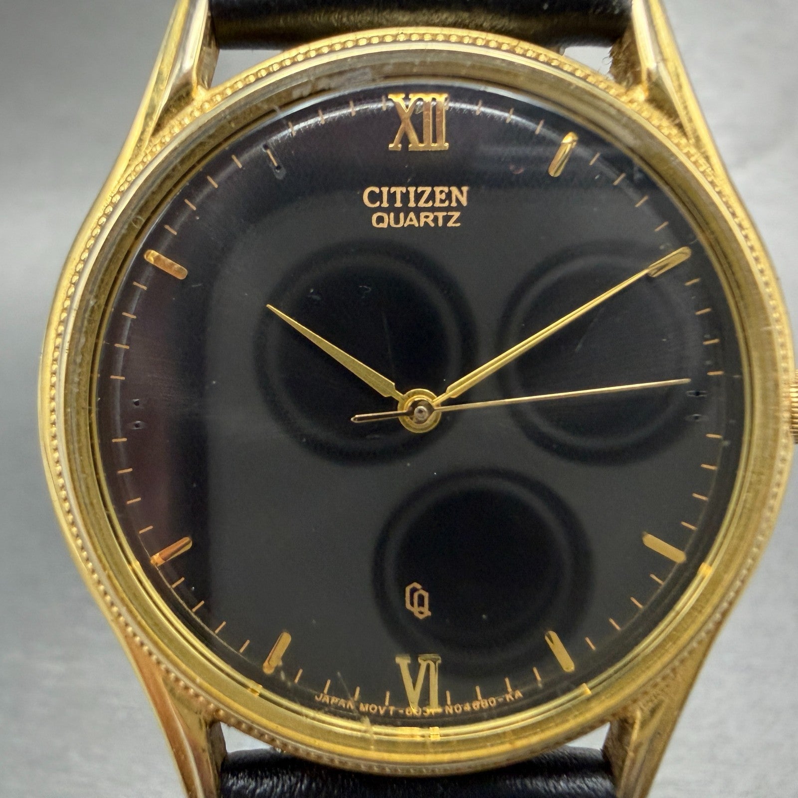 Citizen Watch Men 34mm Black Dial Gold Tone Round 6031-S32984 New Battery1