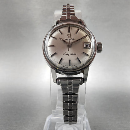 Omega Ladymatic Watch Women 21mm Silver Dial Steel Date Automatic Runs 566.0025