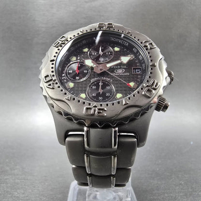 Fossil Dive Watch Men 40mm Gray Dial Titanium Chronograph Round TI-5010 New Batt5