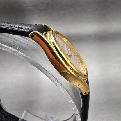 Seiko Watch Women 20mm Silver Dial Gold Tone Oval 4N01-5060 New Battery VTG A3