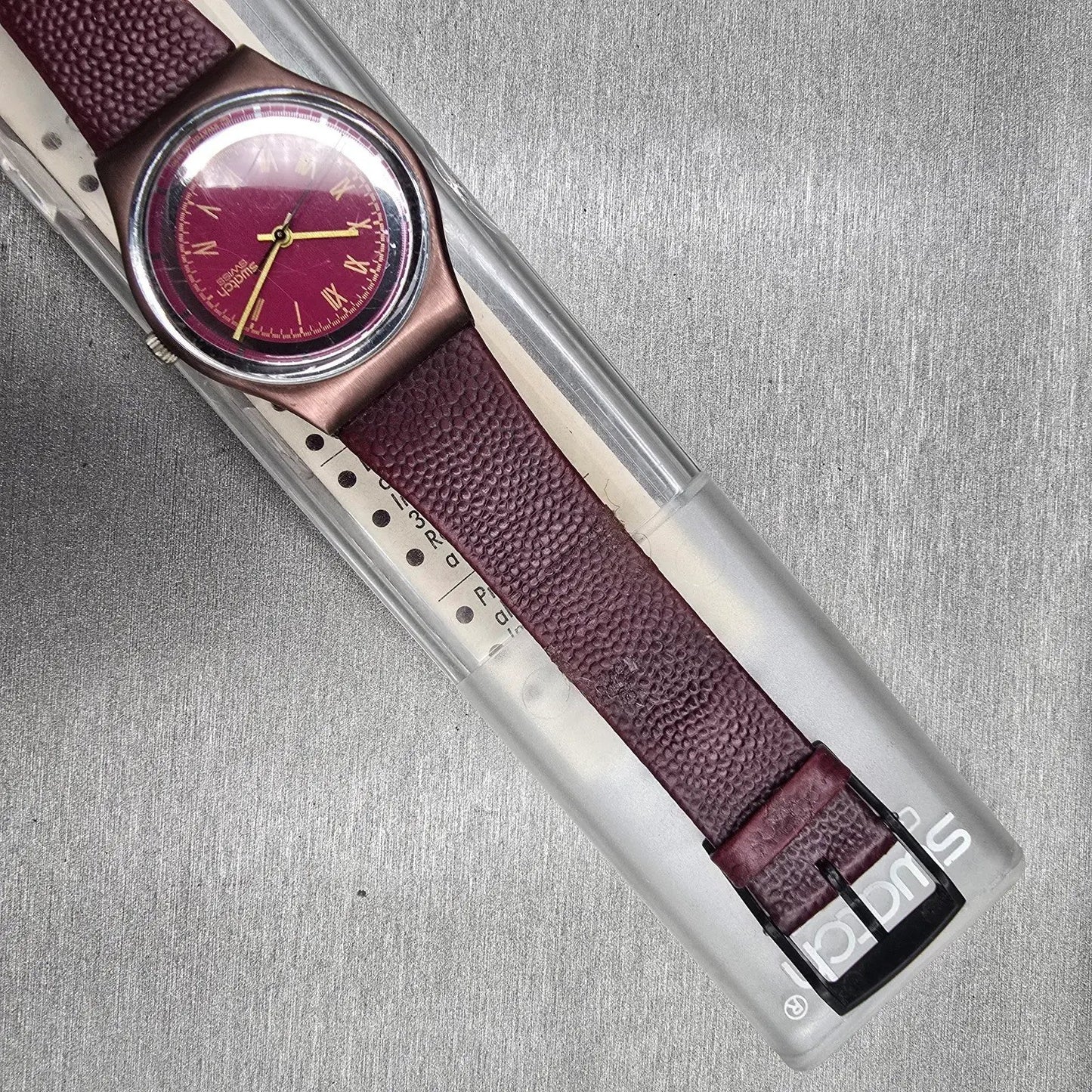 Swatch Bookey's Bet Watch Men 34mm Red Dial Red Tone Round GX118 New Battery VTG7