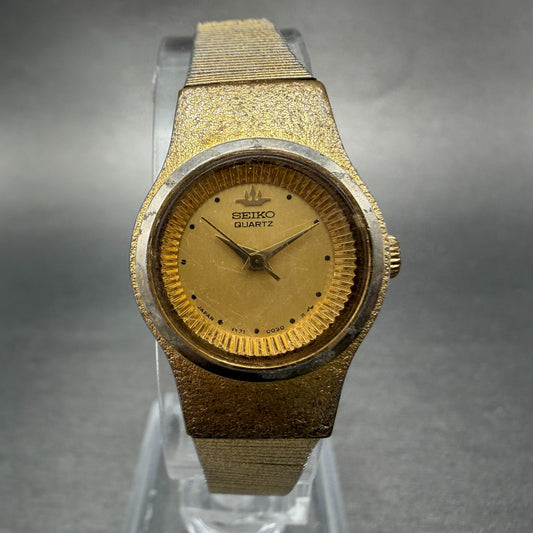 Seiko Watch Women 20mm Champagne Dial Gold Tone Round 8Y21-0010 New Battery0