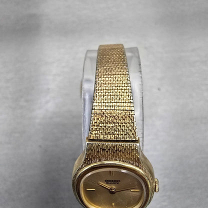Seiko Watch Women 20mm Gold Dial Gold Tone Oval 2320-5359 New Battery Vintage4