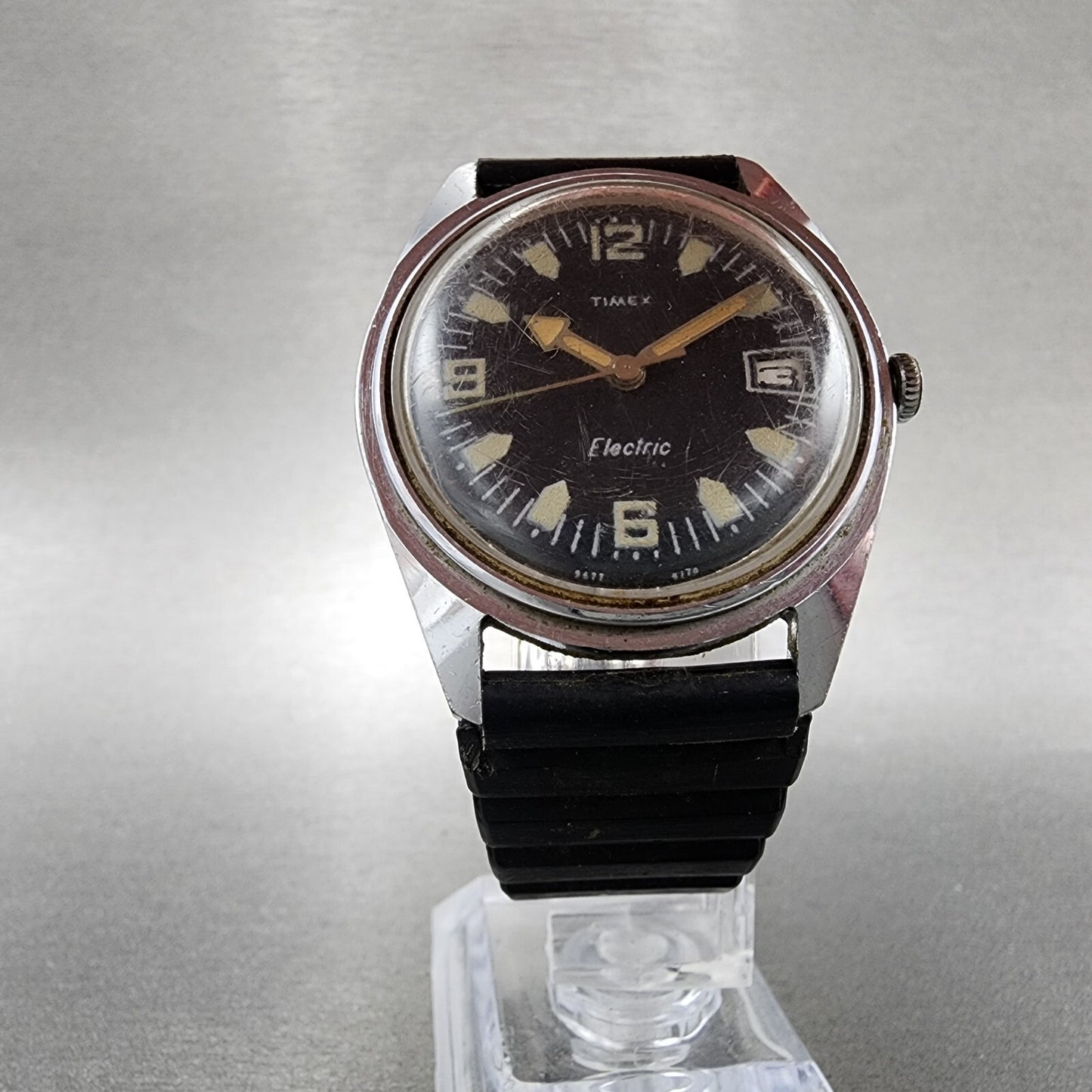 Timex Electric Skin Diver Watch Men 36mm Black Dial Steel Round PARTS6