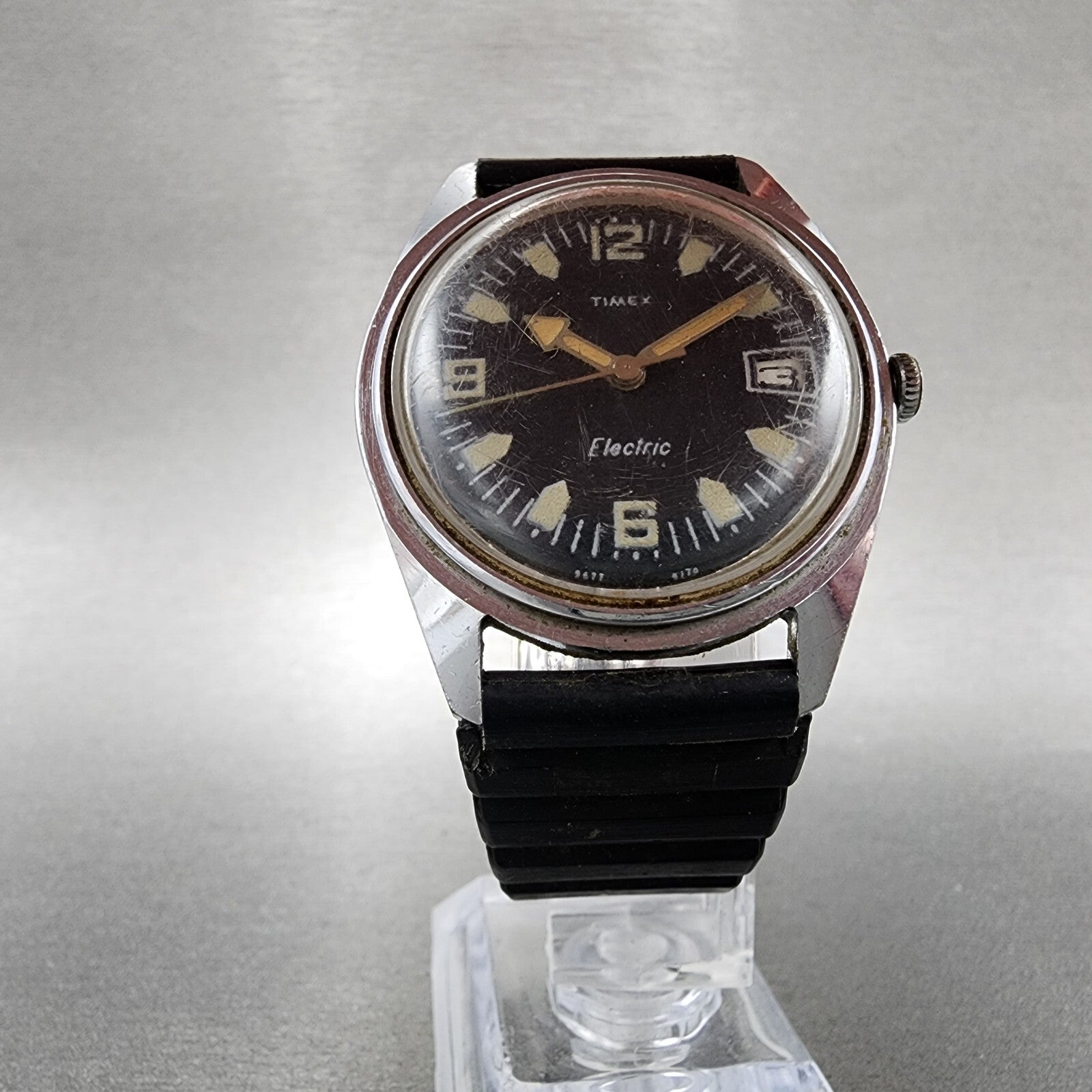 Timex Electric Skin Diver Watch Men 36mm Black Dial Steel Round PARTS6