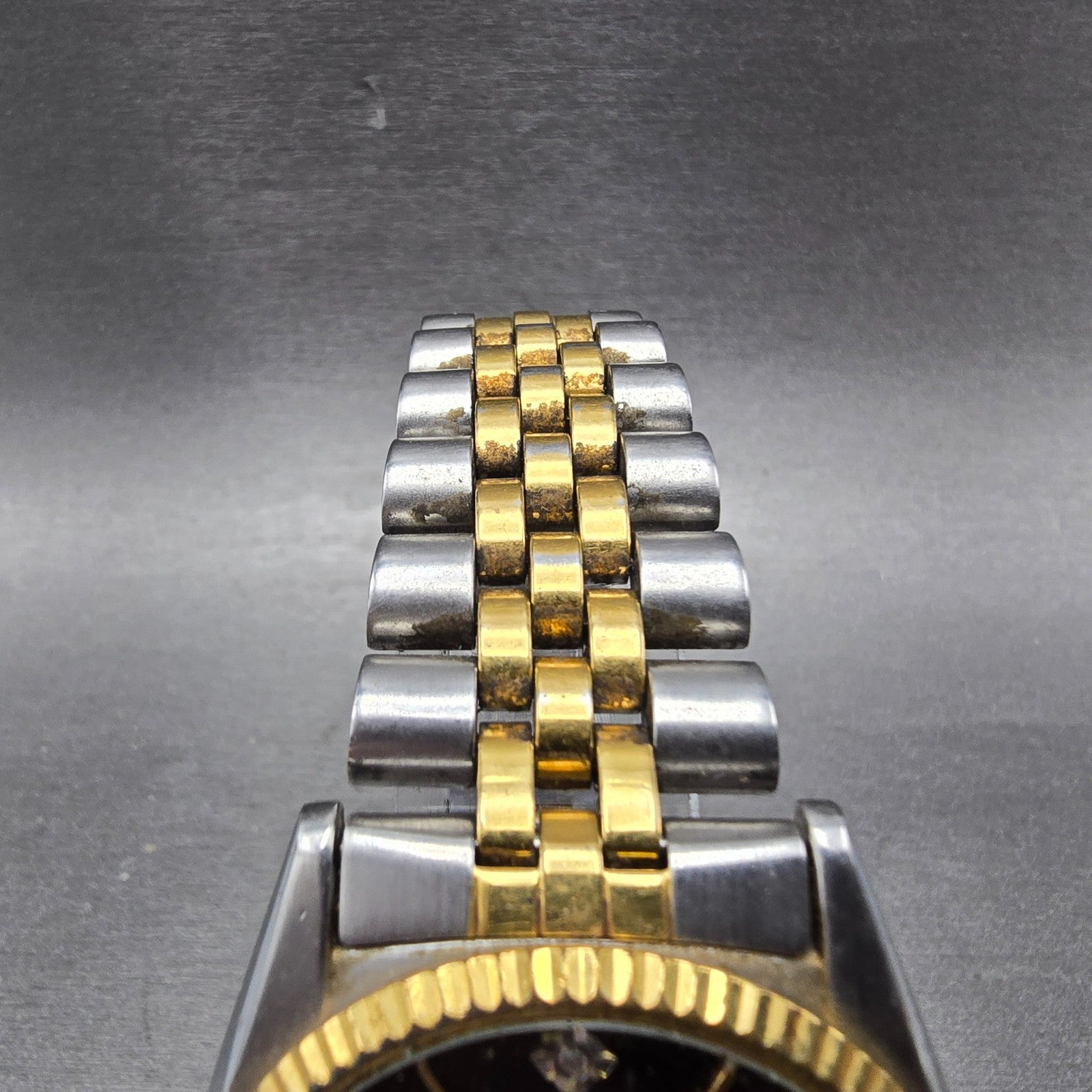 Seiko President Watch Men 36mm Black Dial Two Tone Daydate 7n43-8111 PARTS VTG5