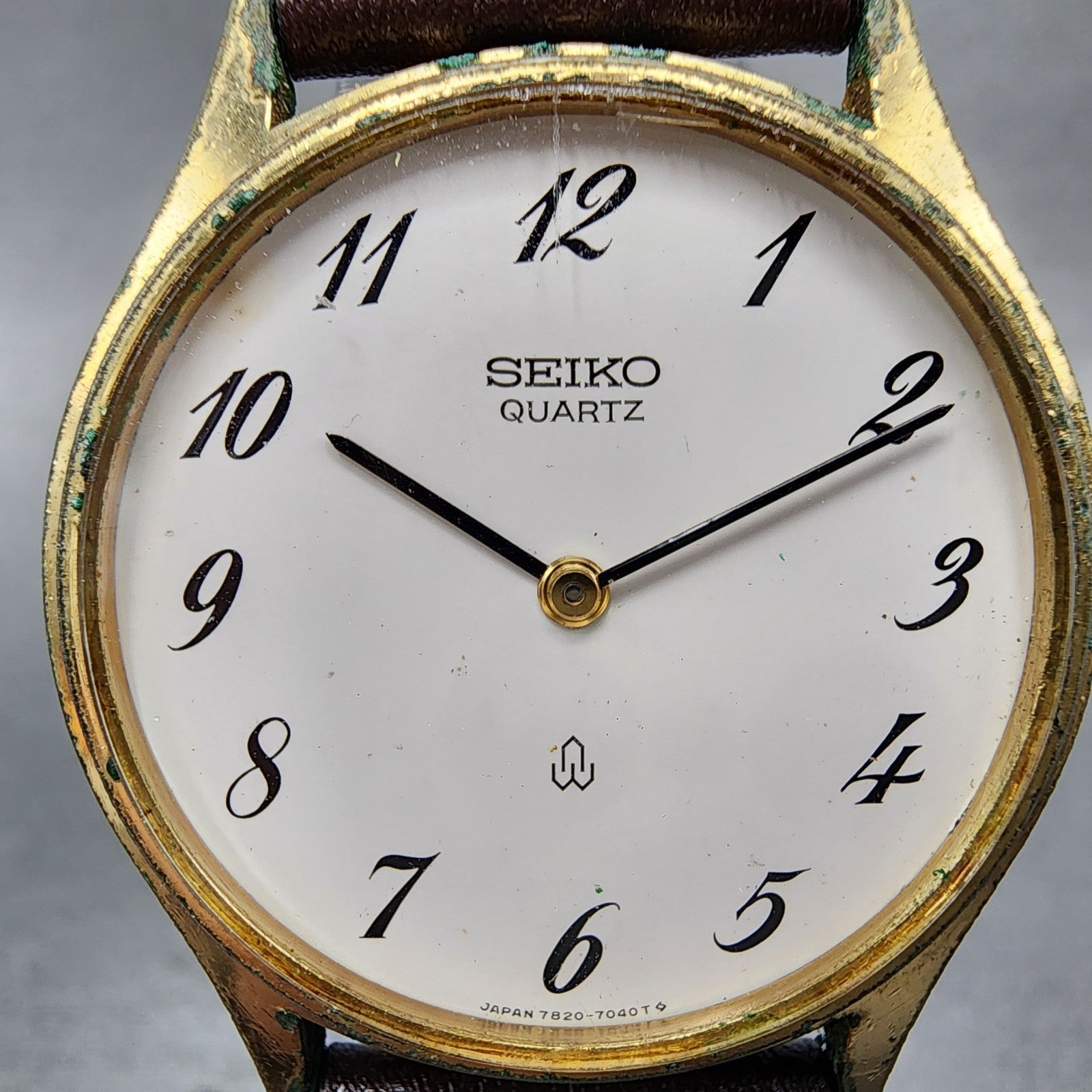 Seiko Watch Men 31mm White Dial Gold Tone Round Vintage 78207030 New Battery1