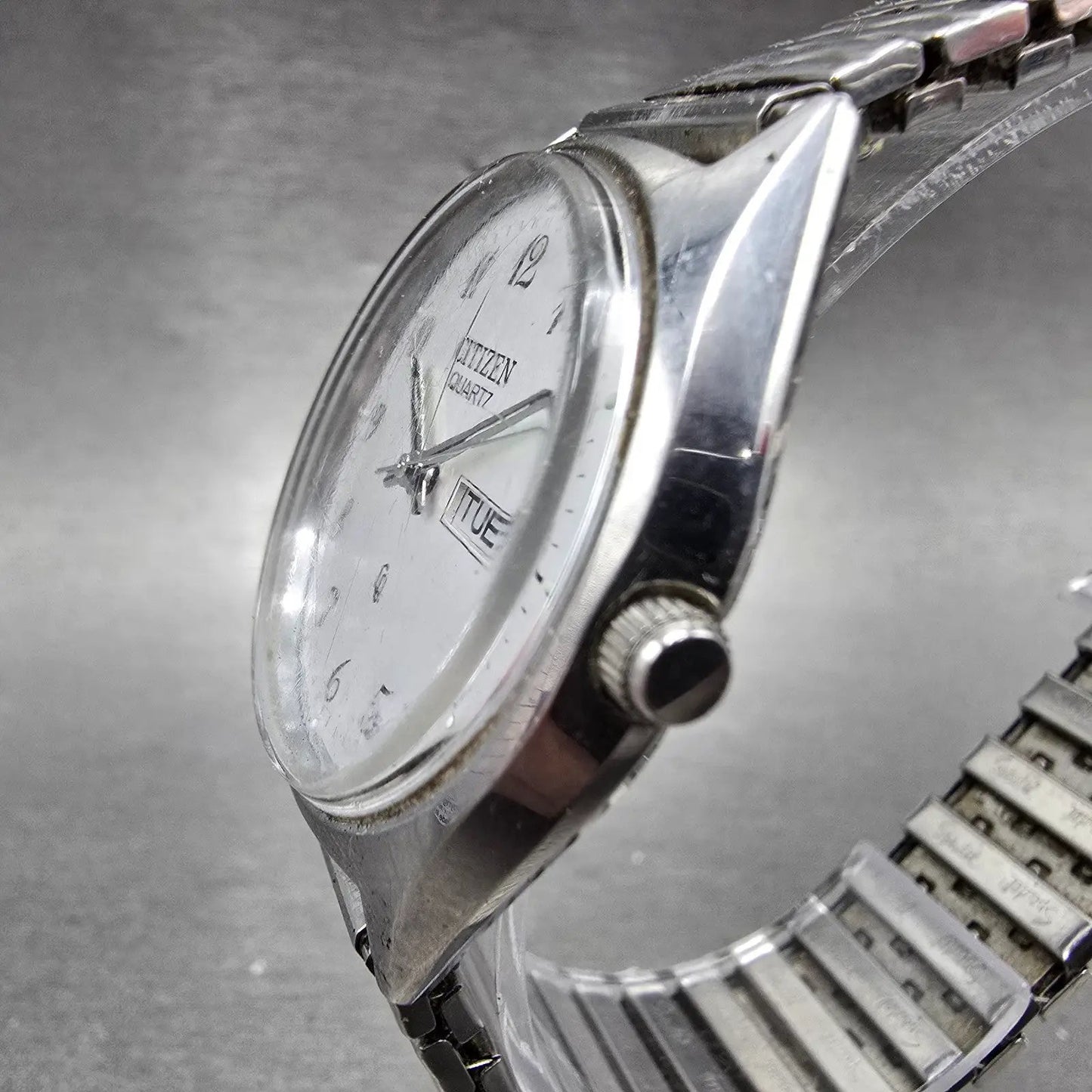 Citizen CQ Watch Men 36mm White Dial Silver Tone Daydate 6101-S05987 PARTS3