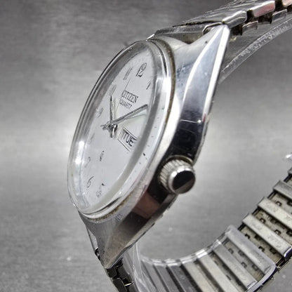 Citizen CQ Watch Men 36mm White Dial Silver Tone Daydate 6101-S05987 PARTS3