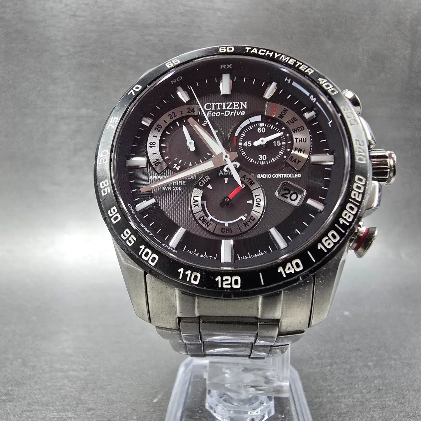 Citizen Eco-Drive Chronograph Watch Men 42mm Black Dial Steel Perpetual Calendar5