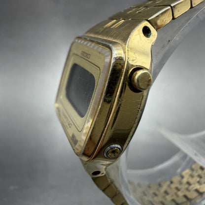 Seiko Digital Watch Women 23mm Gold Tone Month Date L012-4009 New Battery2