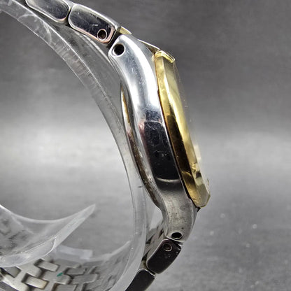 Citizen Eco-Drive Watch Women 26mm White Dial Two Tone Date E011-S049555 Runs HK3