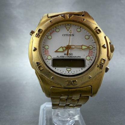 Citizen Analog Digital Watch Men 39mm White Dial Gold Tone C201-S78600 PARTS6