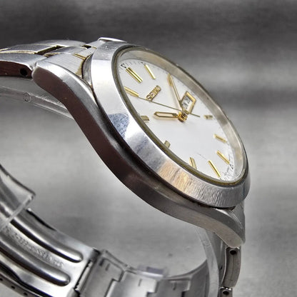 Seiko Watch Men 37mm White Dial Two Tone Daydate Round 7N43-9070 New Battery3