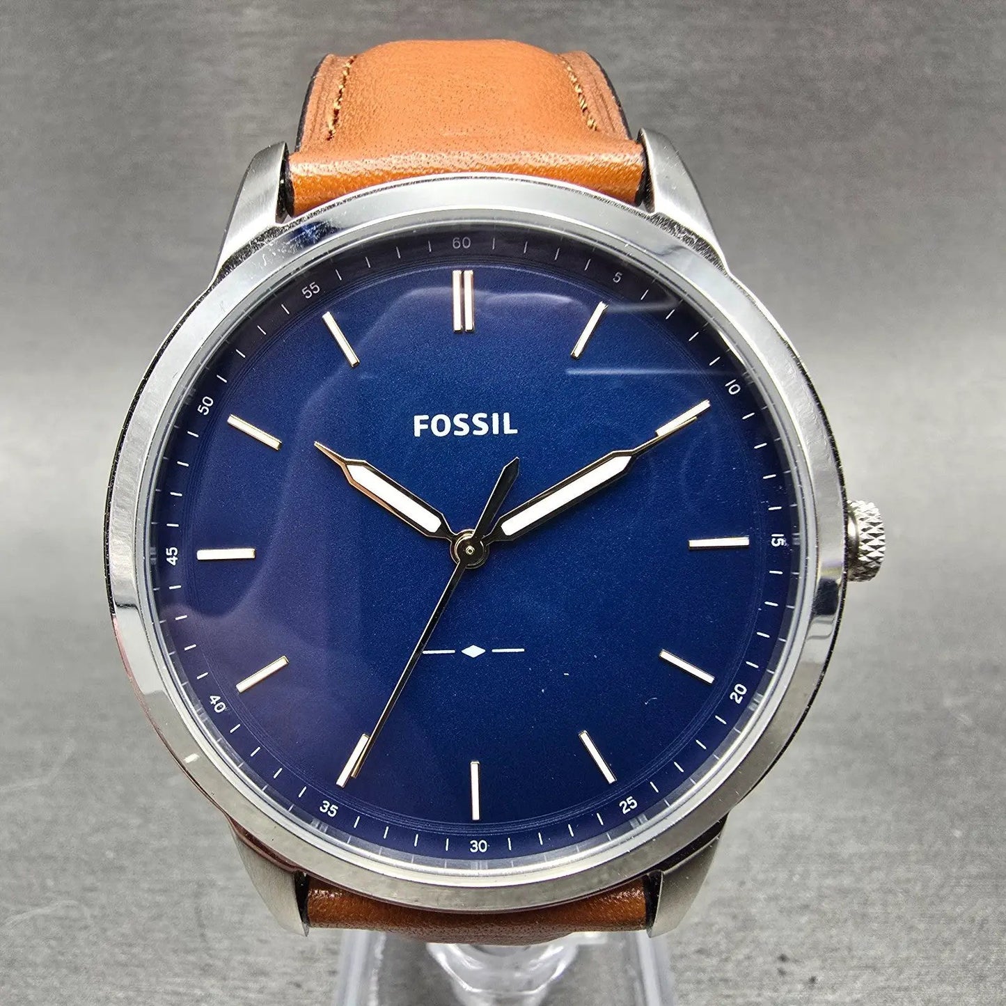 Fossil Watch Men 44mm Blue Dial Silver Tone FS5304 New Battery0