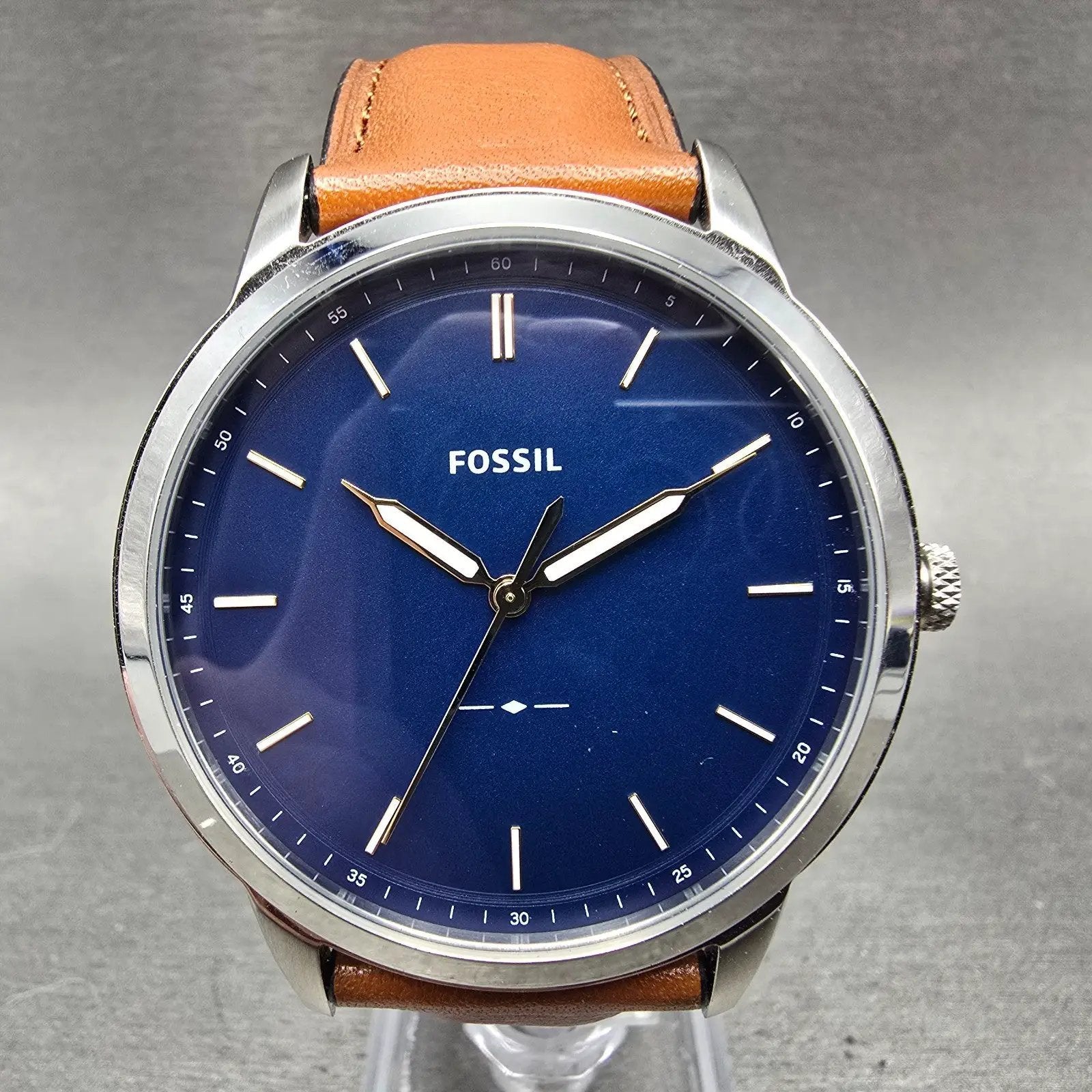 Fossil Watch Men 44mm Blue Dial Silver Tone FS5304 New Battery0