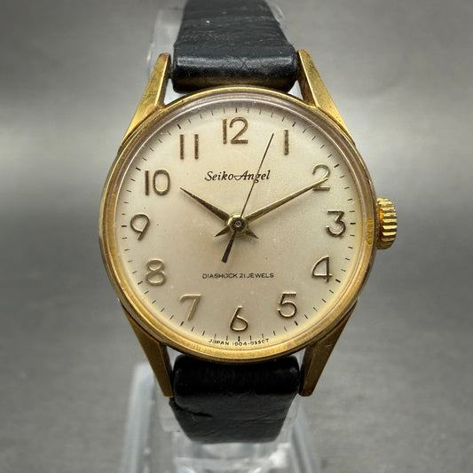 Seiko Angel Watch Women 23mm White Dial Gold Plated Manual Wind 1004-0030 Runs 10