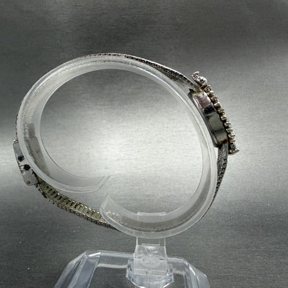 Armitron Deauville Watch Women White Dial Silver Tone Blue gems Oval PARTS9