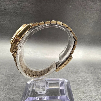 Seiko SQ Watch Women 24mm Gold Dial Gold Tone Daydate Round 3E23-0A60 New Batt 66