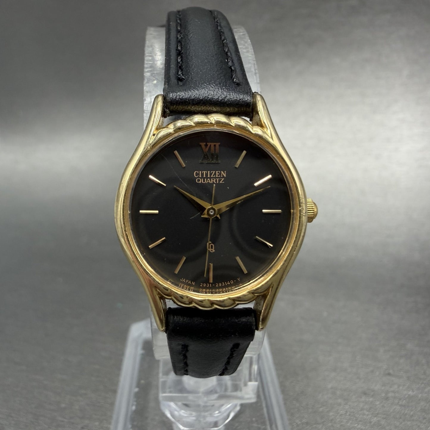 Citizen CQ Watch Women 21mm Black Dial Gold Tone Round 2931-292154 New battery0