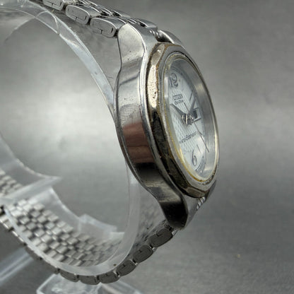 Citizen Eco-Drive Watch Women 26mm Gray Dial Steel Daydate E000-K003342 Runs3