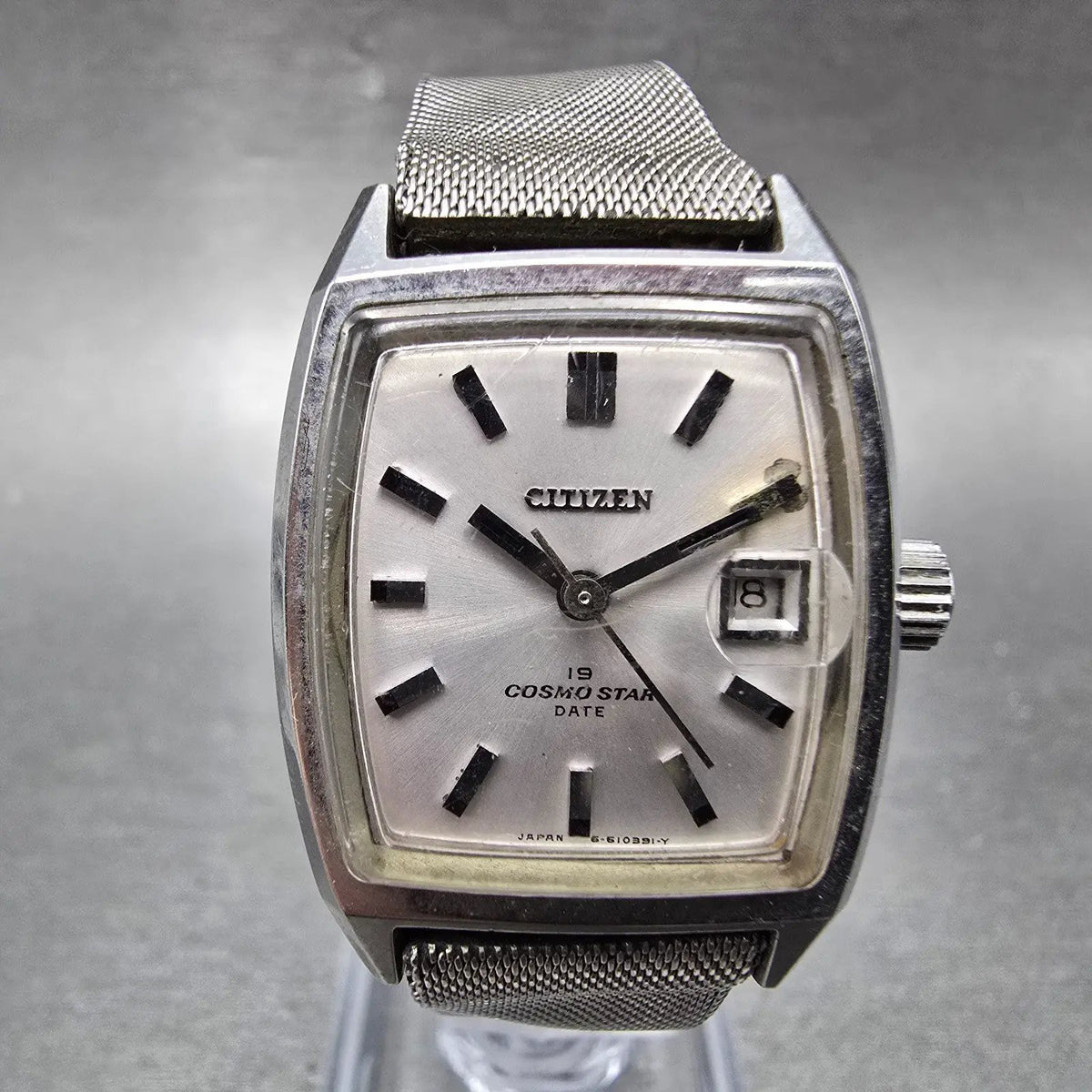 Citizen Cosmo Star Tank Watch Women 23mm Silver Dial Steel Date 4-610016 Runs0