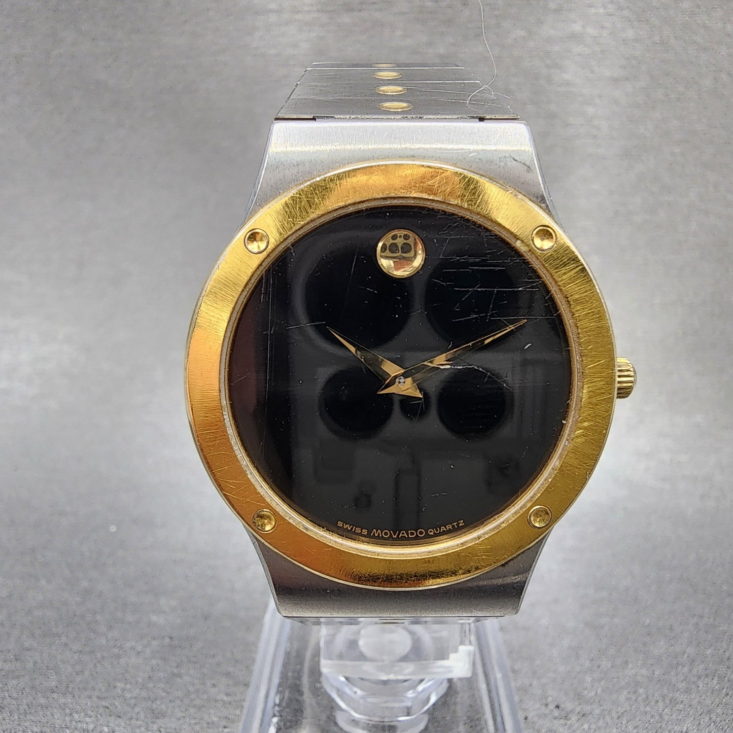 Movado Museum watch Men 32mm Black Dial Two Tone Round 86A2876K New Battery0