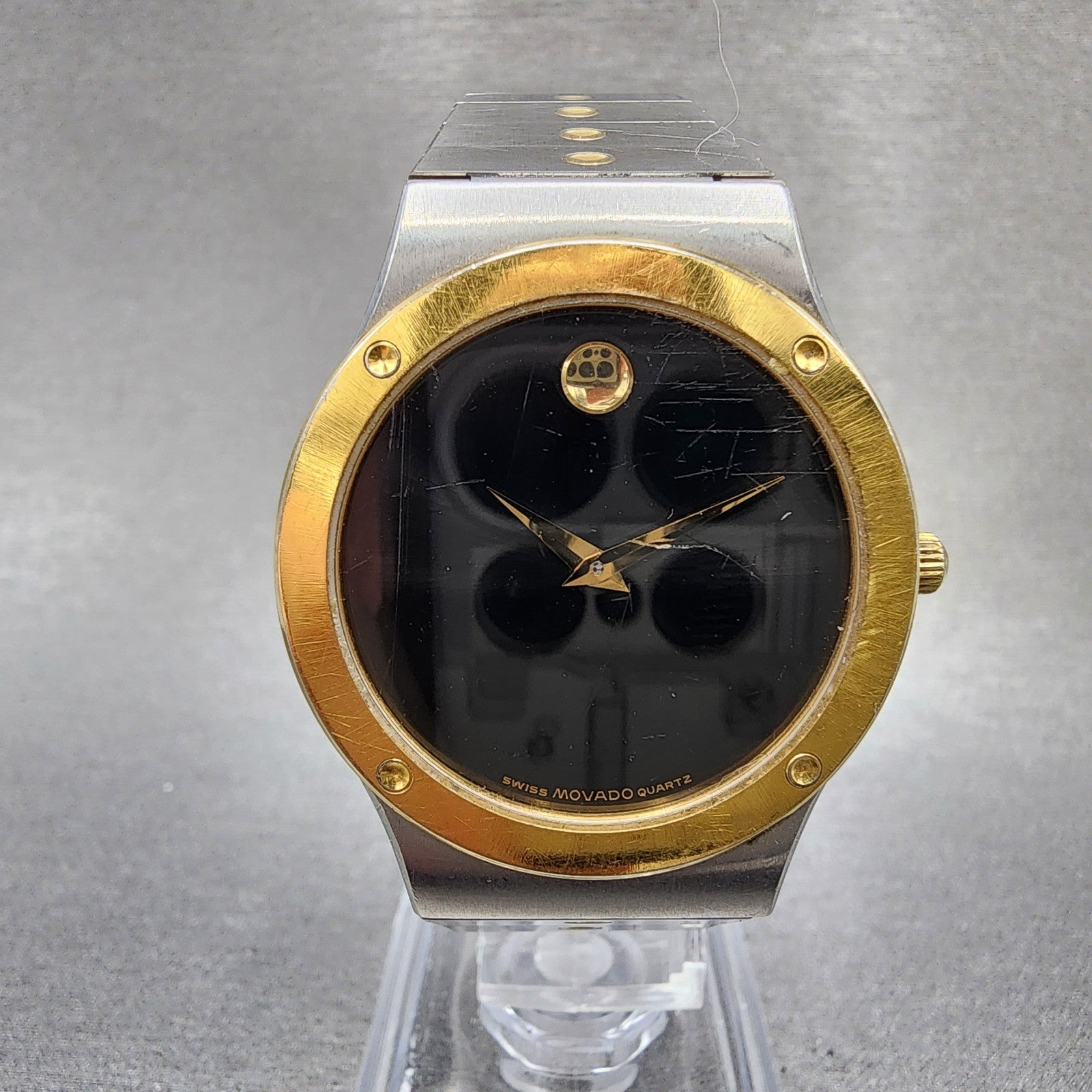 Movado Museum watch Men 32mm Black Dial Two Tone Round 86A2876K New Battery0