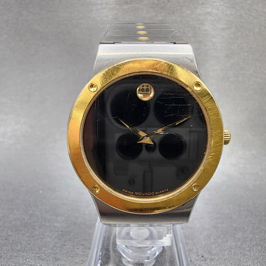 Movado Museum watch Men 32mm Black Dial Two Tone Round 86A2876K New Battery0