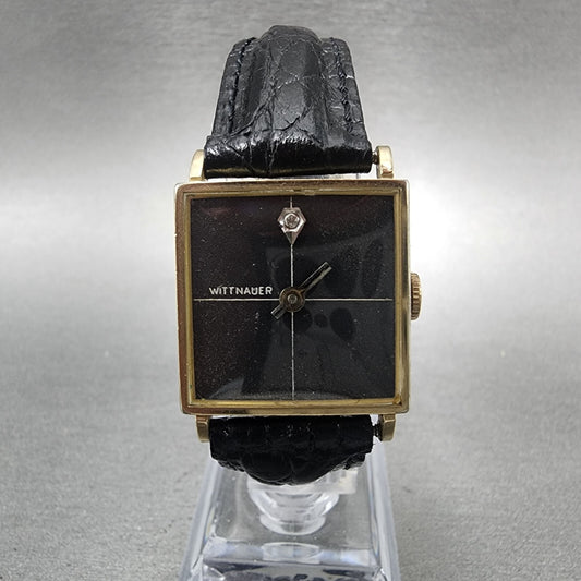 Wittnauer Tank Watch Men 23mm Gold Plated Rectangle Manual Wind Cal 9E1 PARTS0