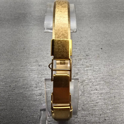 Seiko Watch Women 12mm Gold Dial Gold Tone Rectangle 2E20-6259 New Battery VTG7