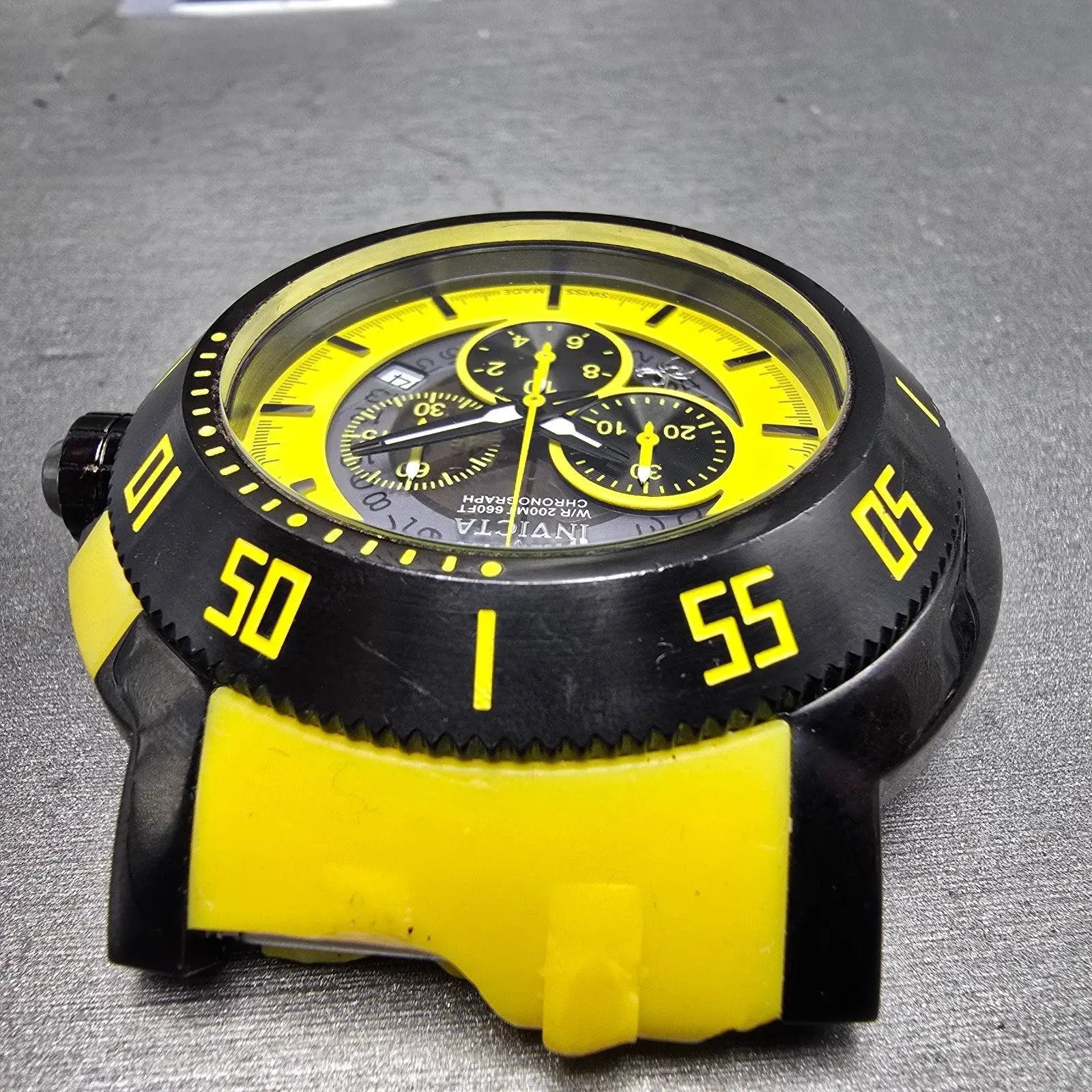 Invicta Chronograph Watch Men 55mm Yellow Dial Black Tone Date 5535 New Battery4
