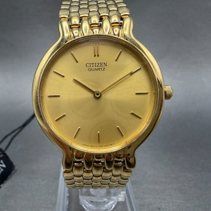 Citizen Watch Men 32mm Champagne Dial Gold Tone Round 1020-S54562 New Battery0