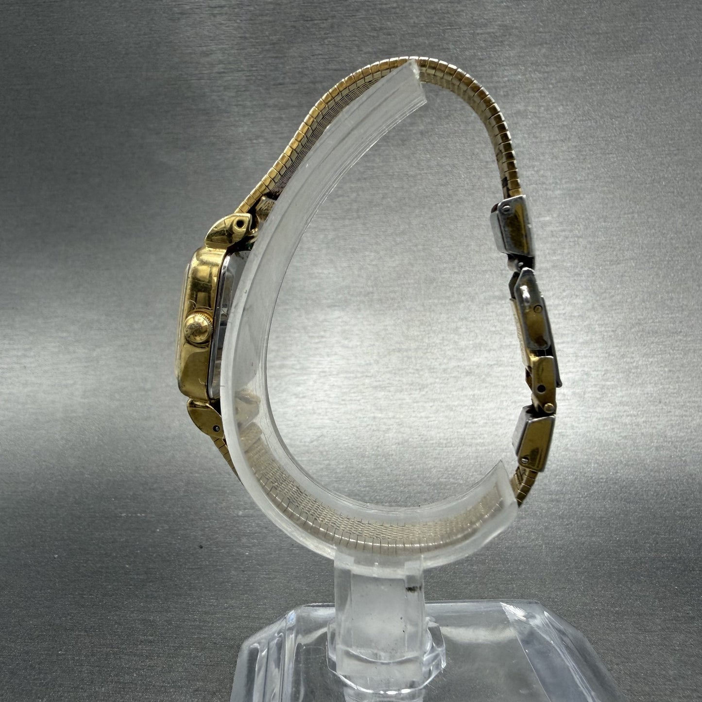 Seiko Tank Watch Women 17mm Champagne Dial Gold Tone 5420-5319 New Battery6