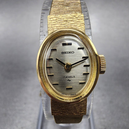 Seiko Watch Women 15mm Champange Dial Gold Plated Oval 117020 Manual Wind Runs1