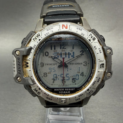 Casio Pro Trek PRT-500 Watch Men 48mm Analog Digital Gray Tone Round New Batt BL0