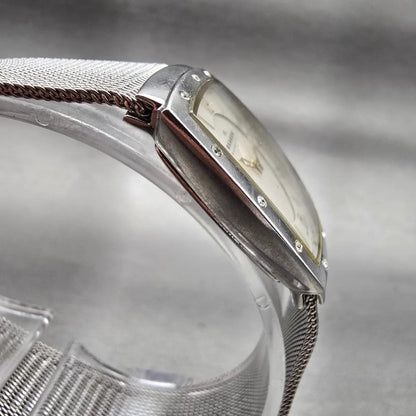 Skagen Watch Women 24mm MOP Dial Silver Tone Rectangle 396XSGS New Battery Mesh3