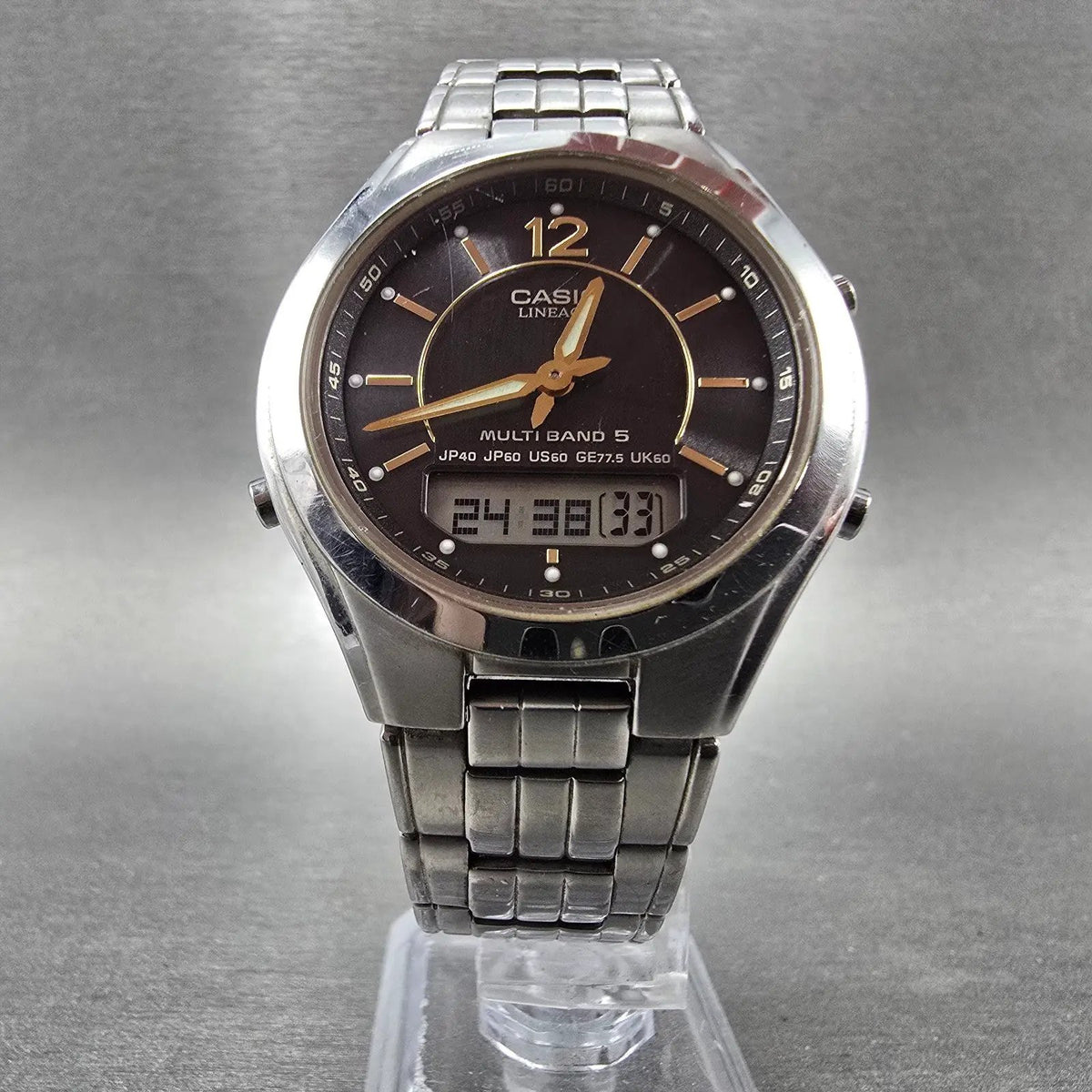 Casio Lineage LCW-M200 Watch Men 38mm Black Dial Steel Analog Digital Solar JDM5