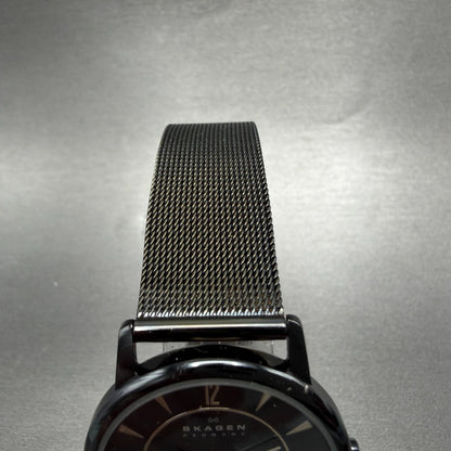Skagen Watch Unisex 34mm Black Dial Black Tone Date Round 170LTMB1 New Battery4