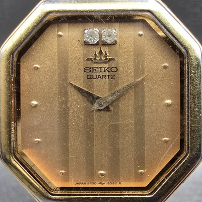 Seiko Watch Men 28mm Gold Dial Gold Tone Octagon 5P30-5040 New Battery Vintage1