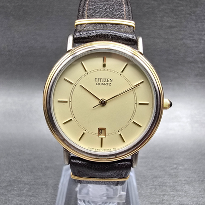 Citizen Watch Men 31mm Champagne Dial Gold Tone Date 2810-953312 New Battery0